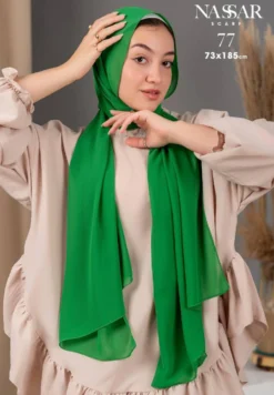 طرحة شيفون لون اخضر سادة